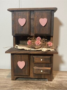 Vtg Country Wooden Miniature Kitchen Cupboard Dollhouse Rustic Decor Vignette